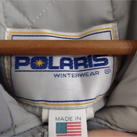 Vintage Polaris Union Made Snowmobile Jacket Full Zip Womens M Gray Burgundy - Picture 9 of 10